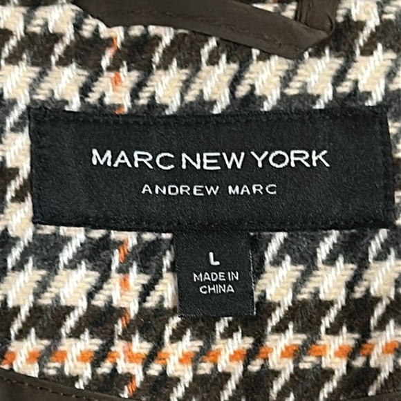 Marc New York Andrew Marc Houndstooth Longline Open Belted Sleeveless Jacket L - Picture 9 of 16